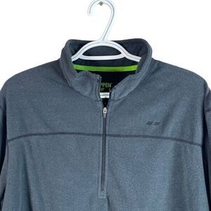 Koppen Hiking Base Layer Fleece Pullover Mens L Gray 1/4‎ Zip Polyester Stretch